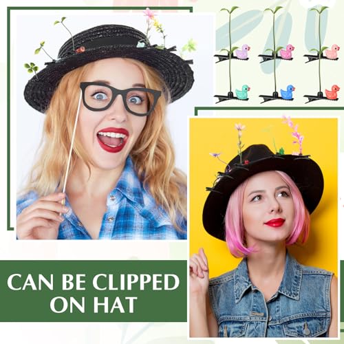 100 Pcs Rave Animal Hair Clips - Festival Sprout Hair Accessories Set - Colorful Party Clips - Animal & Plant Theme