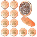 10 Pcs Employee Appreciation Compact Mirrors with Inspirational Words - Rose Gold, Double-Sided Magnification, Gift Set