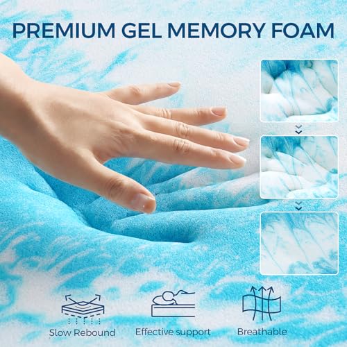 White King Size Dual Layer Memory Foam Mattress Topper - 4 Inch Gel & Pillow Top