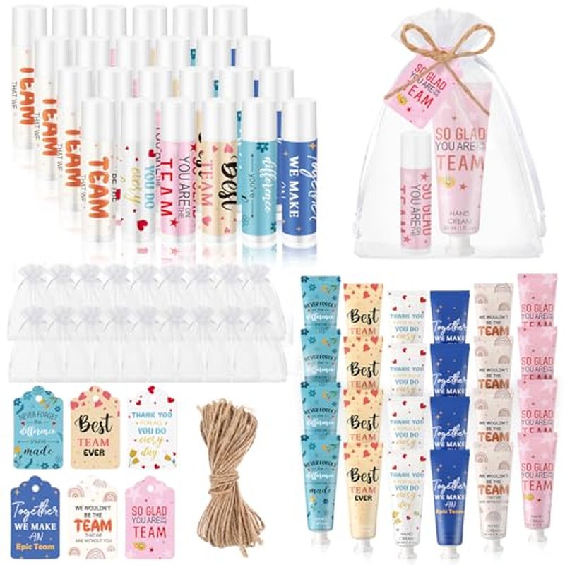 24set/96pcs Best Team Ever Gifts Team Appreciation Thank You Gifts for Coworkers Women Employee Appreciation Gift Party Favors Basket Stuffers Items Travel Hand Lotion and Lip Balm Set