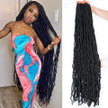 40 Inch Soft Faux Locs Crochet Hair - Pre Looped Goddess Dreadlocks - 6 Pack, 1B