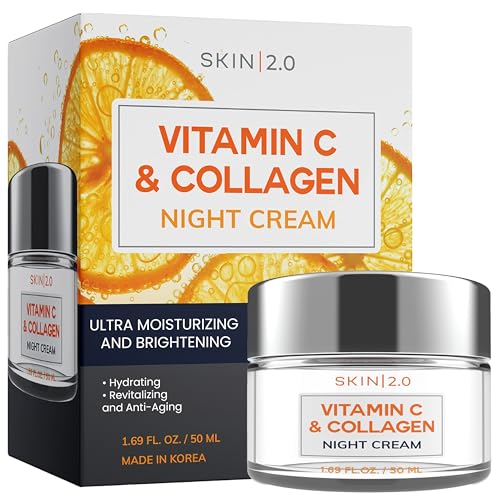 Vitamin C & Collagen Face Moisturizer ? Hydrating Anti Aging Night Cream For Uneven & Dry Skin, Firms & Smooths Fine Lines ? Dermatologist Tested, Korean Skin Care, Clean Beauty ? 1.69 Fl Oz