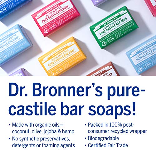 Dr. Bronner's Pure-Castile Bar Soap Variety Pack, Rose & Lavender, 5 oz each (Pack of 6)