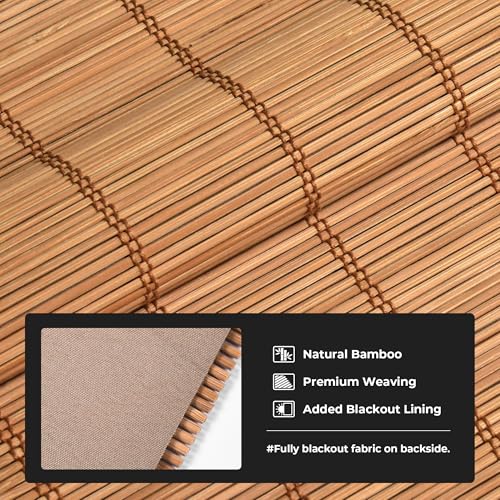Blackout Cordless Bamboo Roman Shades 42 3/4x64 in Papara Carbon - UNISHADES
