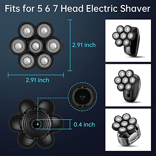 7 Blade Replacement Heads for Electric Shavers - Black 7D Variant