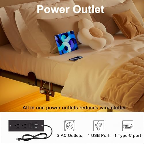 Floating Bed Frame King Size with Smart LED Lights & Charging Station - 14 Inch Modern Design (U.S. Standard)