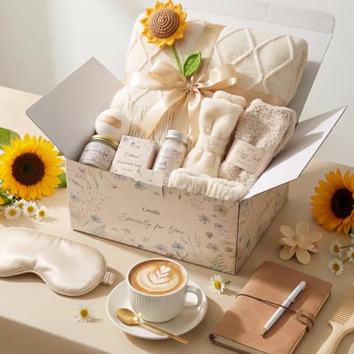 Self Care Gift Basket Set for Women - Spa, Relaxation & Birthday Gifts for Mom & Friends