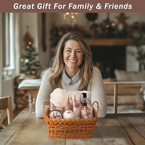 Spa Baskets For Women - Luxury Bath Set With Coconut & Vanilla - Spa Kit Includes Wash, Bubble Bath, Lotion, Bath Salts, Body Scrub, Body Spray, Shower Puff, Bathbombs, Soap and Towel