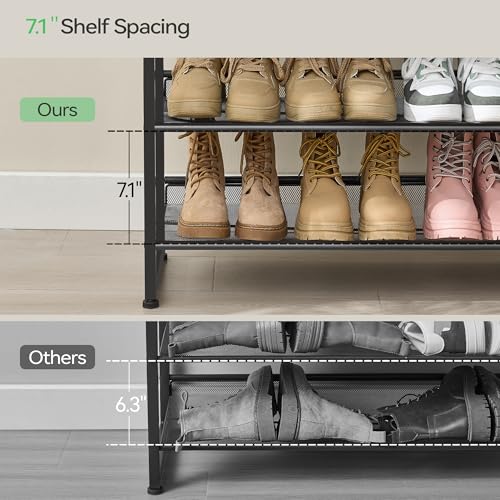 10 Tier Metal Shoe Rack - Black Shoe Organizer for Garage, Entryway, Closet