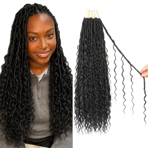 Vynoro 18 in 1 Boho Goddess Locs Crochet Hair Nat&Silk Fiber Pre-Looped 8 Bundles