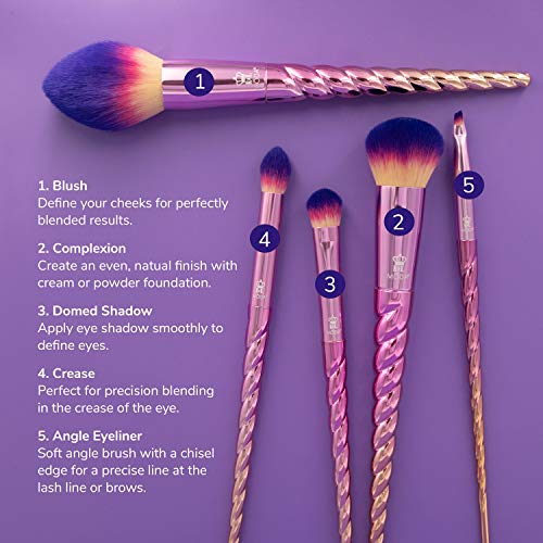 MODA Mythical Star 6pc Travel-Size Makeup Brush Kit ? Vegan Face & Eye Brushes with Holographic Travel Case