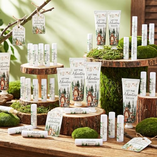 Lounsweer Woodland Baby Shower Favors Gift Set - 24 Hand Cream & Lip Balm