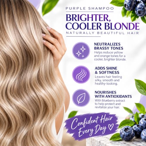 Purple Blue Toning Shampoo Pack for Blonde Gray Silver Hair - Sulfate & Paraben Free