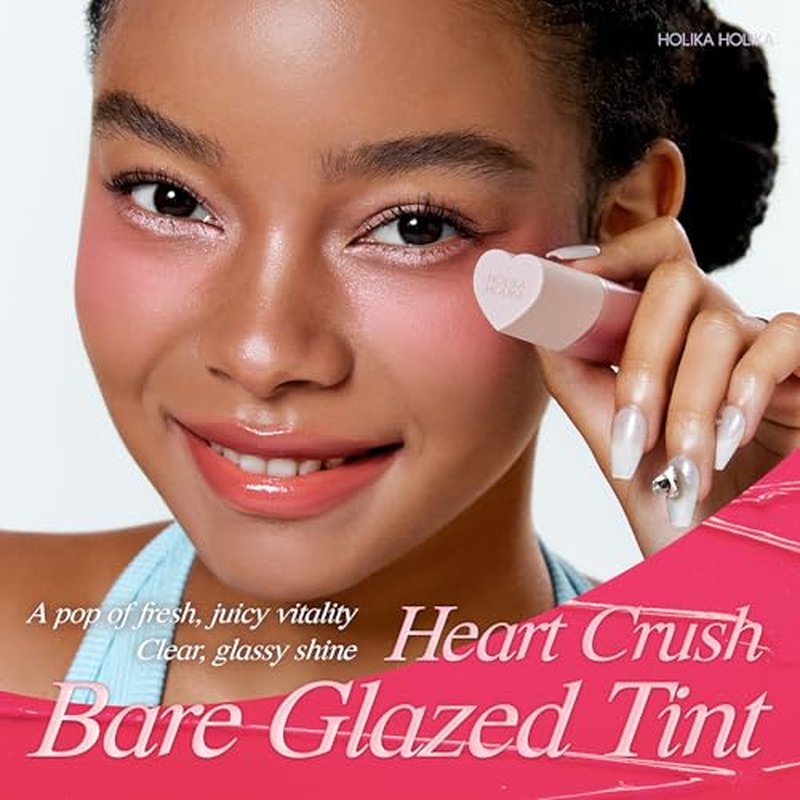 HOLIKA HOLIKA Heart Crush Bare Glaze Tint - K-Beauty Girlish & Juicy Color Lip Tint with Moisture Essence, Long-Lasting Moisture & High Shine, 0.1 fl.oz. (04 BLUNT)