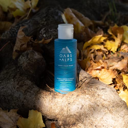 Oars + Alps Travel Kit for Men - Alpine Tea Tree Scent, Hair & Body Set with Reusable Pouch