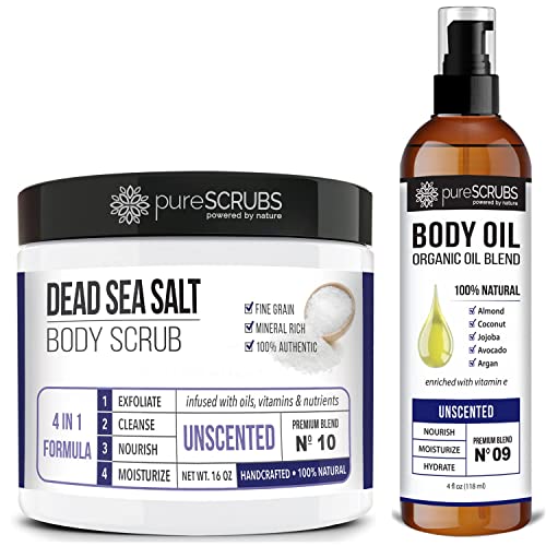 pureSCRUBS Unscented Body Scrub + Unscented Body Oil Bundle