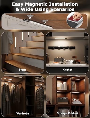 Wireless Under Cabinet Lighting 12 Inch Black 6 Pack with Remote & Motion Sensor Variation of Black 12inch / 6pack