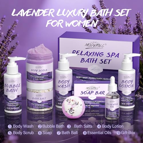 Lavender Spa Gift Set for Women - 8-Piece Bath & Body Collection