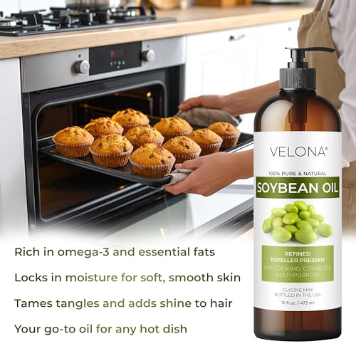 Velona Soybean Oil 4 Pound Pack - 64 Fl Oz Expeller Pressed Refined Cooking Oil