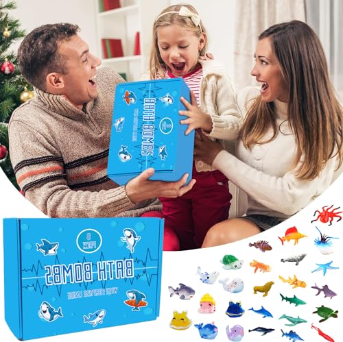 Blue Shark Bath Bombs for Kids with Surprise Inside - Organic Bubble Bath Gift Set