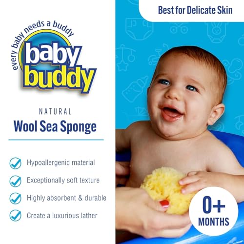 Baby Buddy Ultra-Soft Sea Wool Bath Sponge 3-Pack for Baby & Infant, Hypoallergenic & Biodegradable, 4in