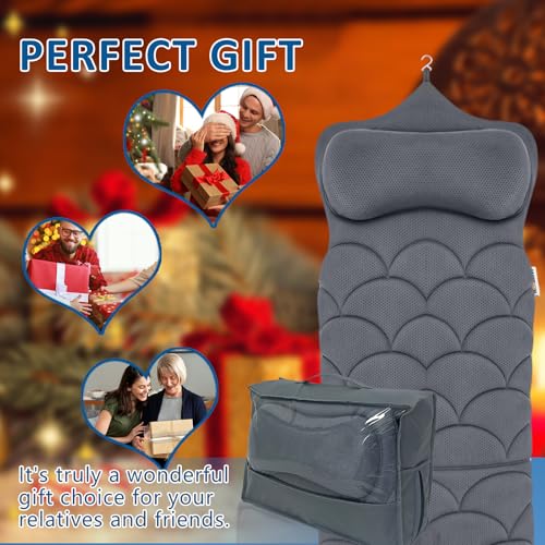 Full Body Bath Pillow with Neck Support - Gray, 3D Mesh Fabric, Anti-Slip