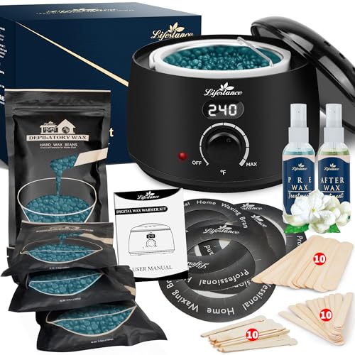 LCD Black Waxing Kit with Digital Warmer for Hair Removal - Men & Women