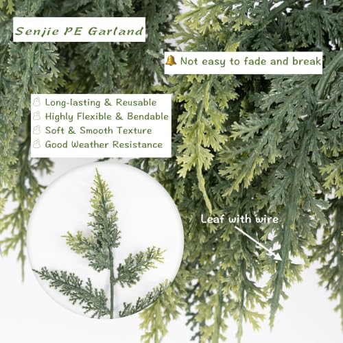 Senjie 9FT 2-Pack Christmas Cedar Garland Real Touch Greenery for Mantle Decor