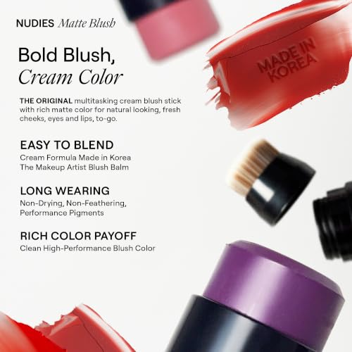 Nudestix Nudies Blush Stick Bubba - 3-in-1 Cream Blush for Cheeks, Eyes & Lips, Soft Matte Finish