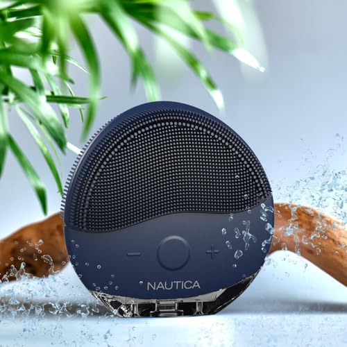 Nautica PC110 Dual-Sided Sonic Silicone Face Scrubber with USB Charging & LED Indicator - Waterproof, Rechargeable Face Exfoliator Brush with Sonic Technology for Deep Cleansing