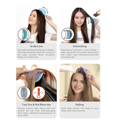 NuWay DoubleC PRO Hyacinth Scalp Care Hair Brush – Double Curve Design for Massage & Styling
