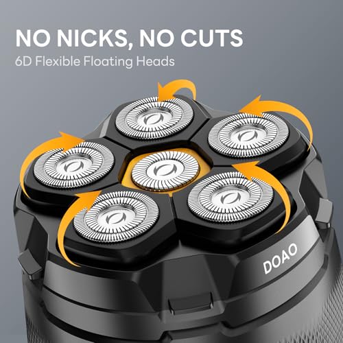Electric Head Shaver for Bald Men Waterproof Wet Dry 6D Magnetic Steel Blades