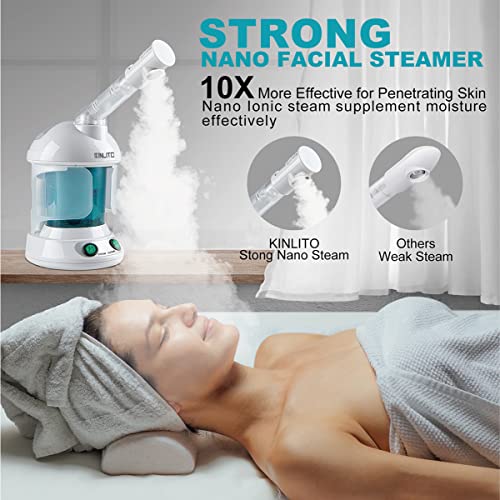 KINLITO Facial Steamer with 360° Arm – Nano Ionic Warm Mist, Ozone Spa