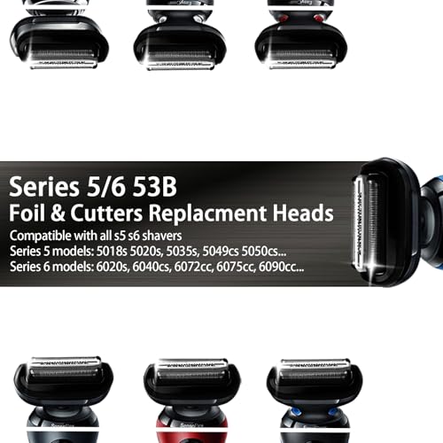 2 Pack Replacement Head for Series 5/6 Shaver 53B - Compatible with S5 & S6 Models