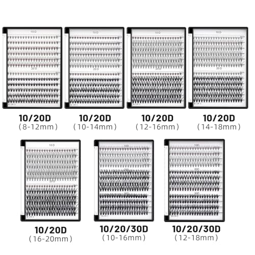 Bodermincer 10D 20D 240pcs Cluster Eyelash Extensions 10-11-12-13-14mm MixedEyelash Clusters Lash Extension Individual Lashes for Self Application (10D+20D, 10-11-12-13-14mm Mixed)