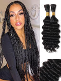 20 Inch Deep Wave Human Braiding Hair Bundles for Boho & Curly Styles - Natural Look