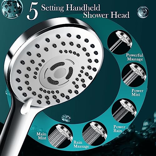 Chrome 12-Inch Rain Shower Head Combo with Handheld & 16-Inch Extension Arm