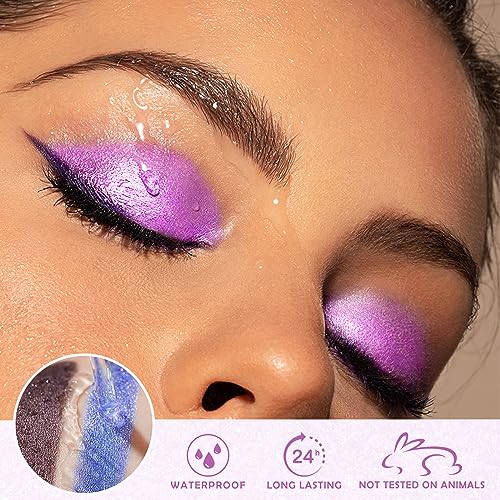 Glitter Liquid Eyeshadow Metallic Pigments Shimmer Makeup Metals Gloss for Eyes Eyeliners Sparkling Eye Shadow Shiny Pen Eyeliner Kit Long Lasting Waterproof (Silver)