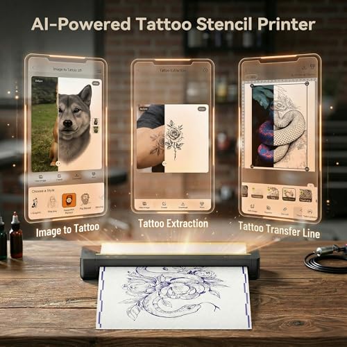 Tattoo Stencil Printer for Beginners - Matte Black, Portable Bluetooth Design