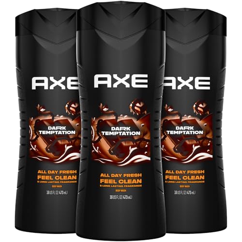 AXE Men's Body Wash Dark Chocolate 16 Fl Oz Pack of 3 - Refreshing 12H Scent