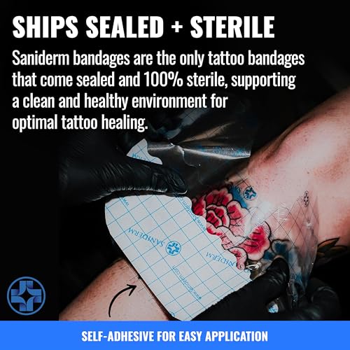Saniderm Tattoo Aftercare Bandage 8 x 10 Inch Pack of 3 Waterproof Sterile Latex-Free