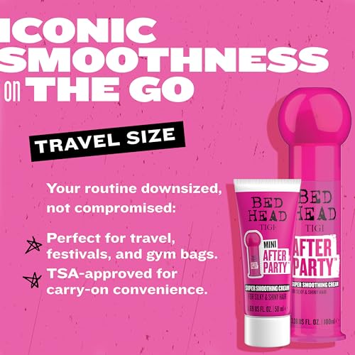 Bed Head by TIGI After Party Super Travel Size Mini Smoothing Cream ? Anti Frizz hair styling product with humidity protection for frizzy, dull or coarse hair, 1.69 fl oz