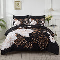 Black Floral Queen Bed in a Bag 7-Piece Comforter Set Botanical Bedding