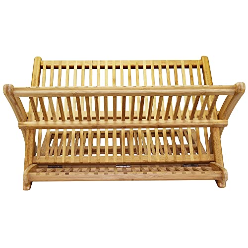 Eco Collapsible Bamboo Dish Drying Rack - Large Kitchen Organizer