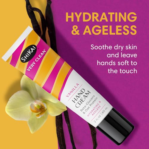 ShiKai Very Clean Hydrating Hand Cream (Vanilla, 2 oz) | Moisturizer Lotion for Dry Skin | For Nourished, Hydrated Hands