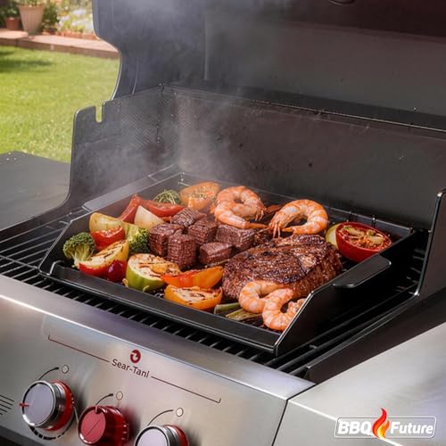 18.6 x 14 Inch Cast Iron Gas Grill Griddle with Spatula Set - Universal Flat Top