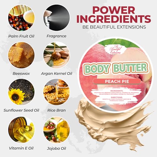 Peach Scent Body Butter - Long-Lasting Hydrating Moisturizer with Jojoba Oil 8oz