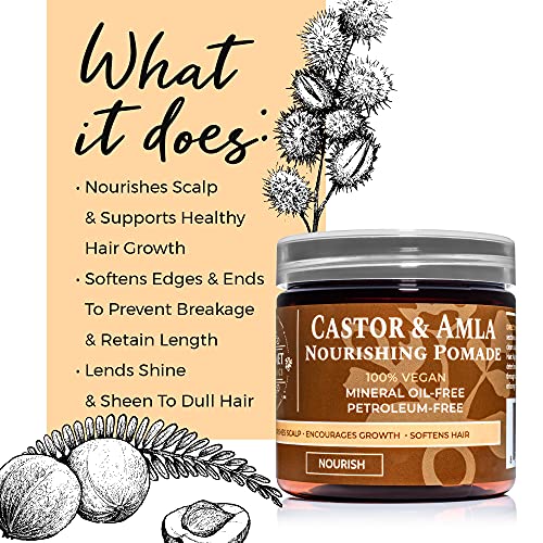 Qhemet Biologics Castor & Amla Nourishing Vegan Hair Pomade for 4C & Coarse Hair