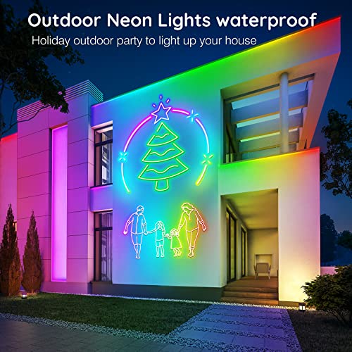 AILBTON 100FT RGB LED Neon Rope Lights - Waterproof Outdoor Flexible Strip with App/Remote, Music Sync, Multiple Modes