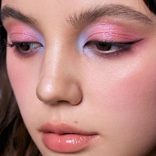 Flower Knows Shell's Jewel 6-Color Makeup Palette,Pink Blue Face Makeup Palette with 4 Matte + 2 Shimmer Shades,Blendable Smooth Cute Make Up,0.23 Oz(02 Mermaid's Tears)